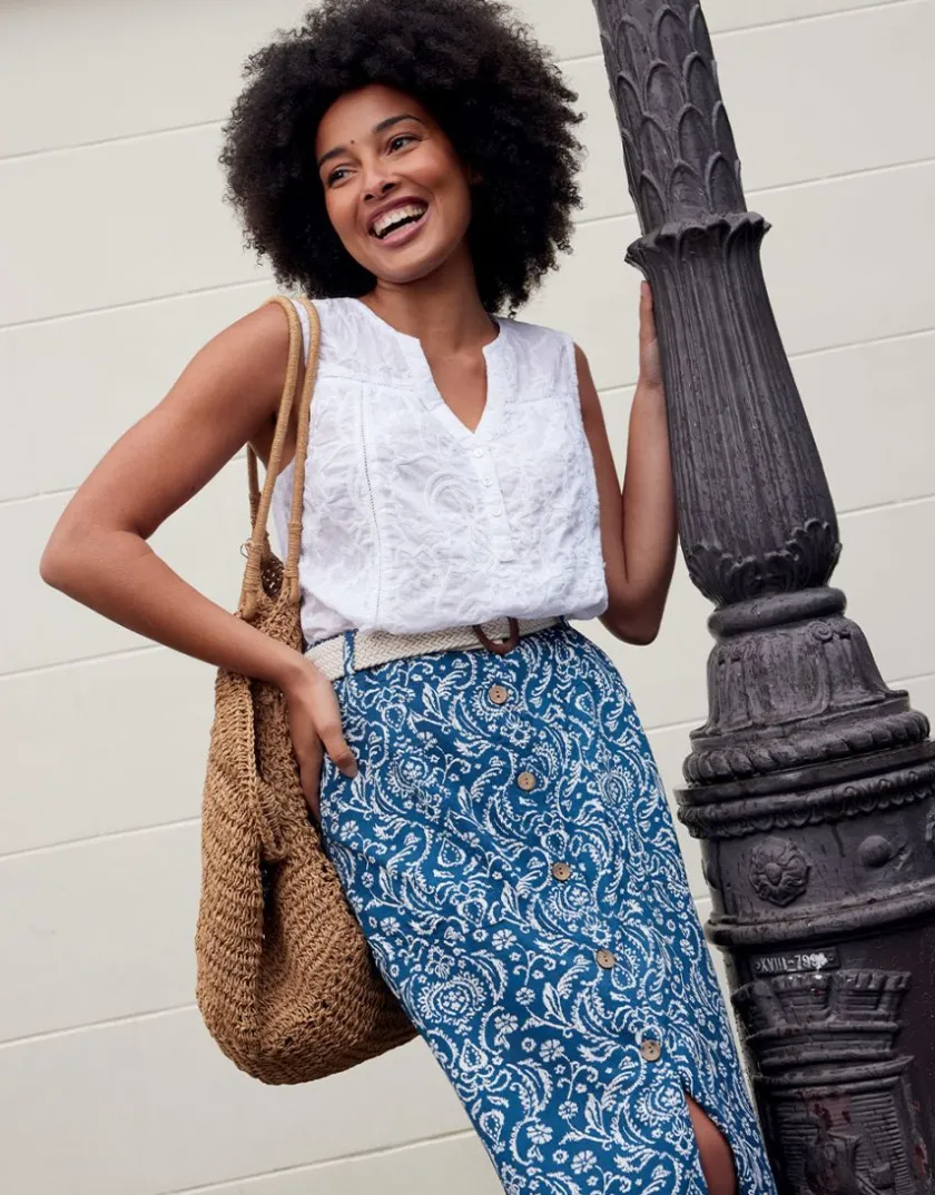 Discount Jupe midi bleu imprimé Jupes|Robes & Jupes