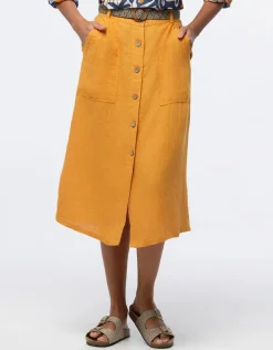 Fashion jupe midi lin ocre Jupes|Robes & Jupes