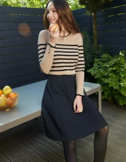 Discount Jupe noire évasée gaufrée Jupes|Robes & Jupes