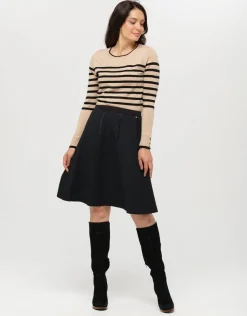 Discount Jupe noire évasée gaufrée Jupes|Robes & Jupes