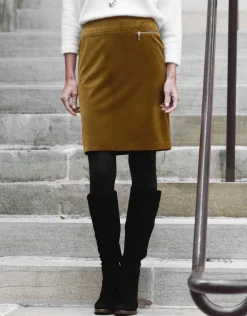 Hot Jupe ocre en velours Jupes|Robes & Jupes