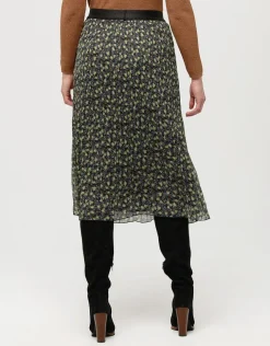 New Jupe plissée floral kaki Jupes|Robes & Jupes
