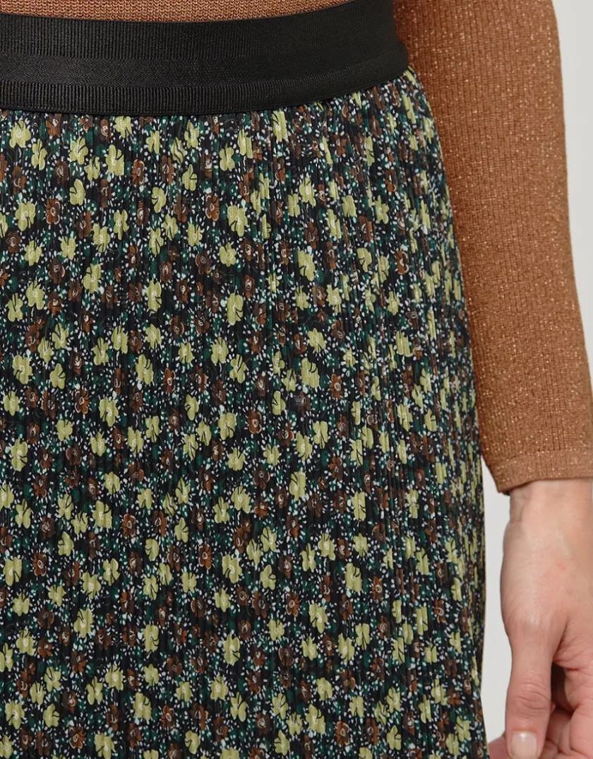 New Jupe plissée floral kaki Jupes|Robes & Jupes