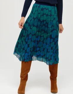Online Jupe plissée imprimé vert Jupes|Robes & Jupes
