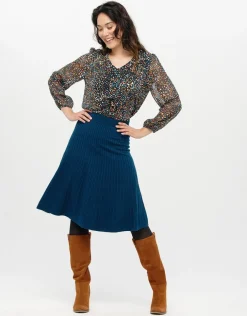 Discount Jupe plissée maille bleue Jupes|Robes & Jupes