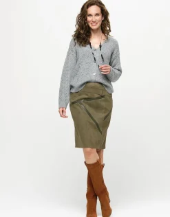 Online Jupe suédine kaki Jupes|Robes & Jupes