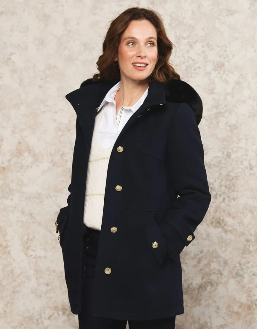 Outlet Manteau laine marine Parkas|Manteaux