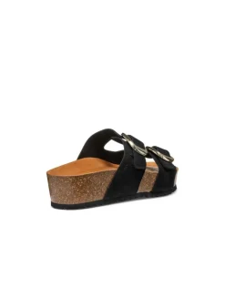 Sale Mule compensée cuir noir GEOX Sandales