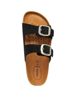 Sale Mule compensée cuir noir GEOX Sandales