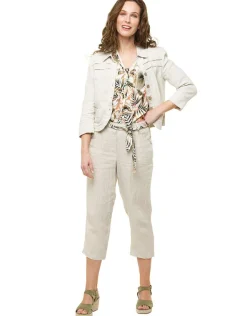 Best Pantacourt beige 100% lin Pantacourts|Pantalons