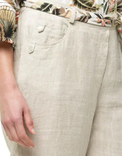 Best Pantacourt beige 100% lin Pantacourts|Pantalons