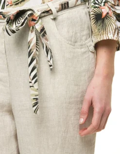 Best Pantacourt beige 100% lin Pantacourts|Pantalons