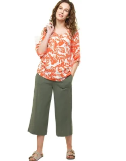 Clearance Pantacourt coton kaki Pantacourts