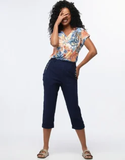 Sale Pantacourt coton marine Pantacourts|Pantalons