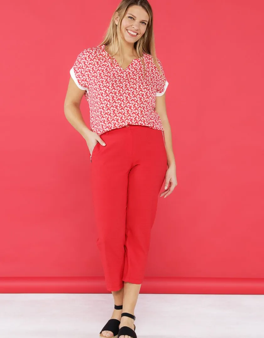 Discount Pantacourt droit rouge Pantacourts
