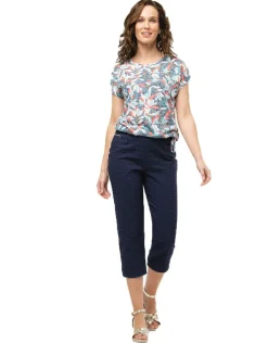 Outlet Pantacourt fluide bleu Pantacourts