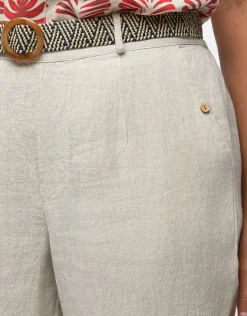 Discount Pantacourt lin beige Pantalons|Pantacourts