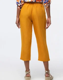 Fashion Pantacourt lin ocre Pantacourts|Pantalons