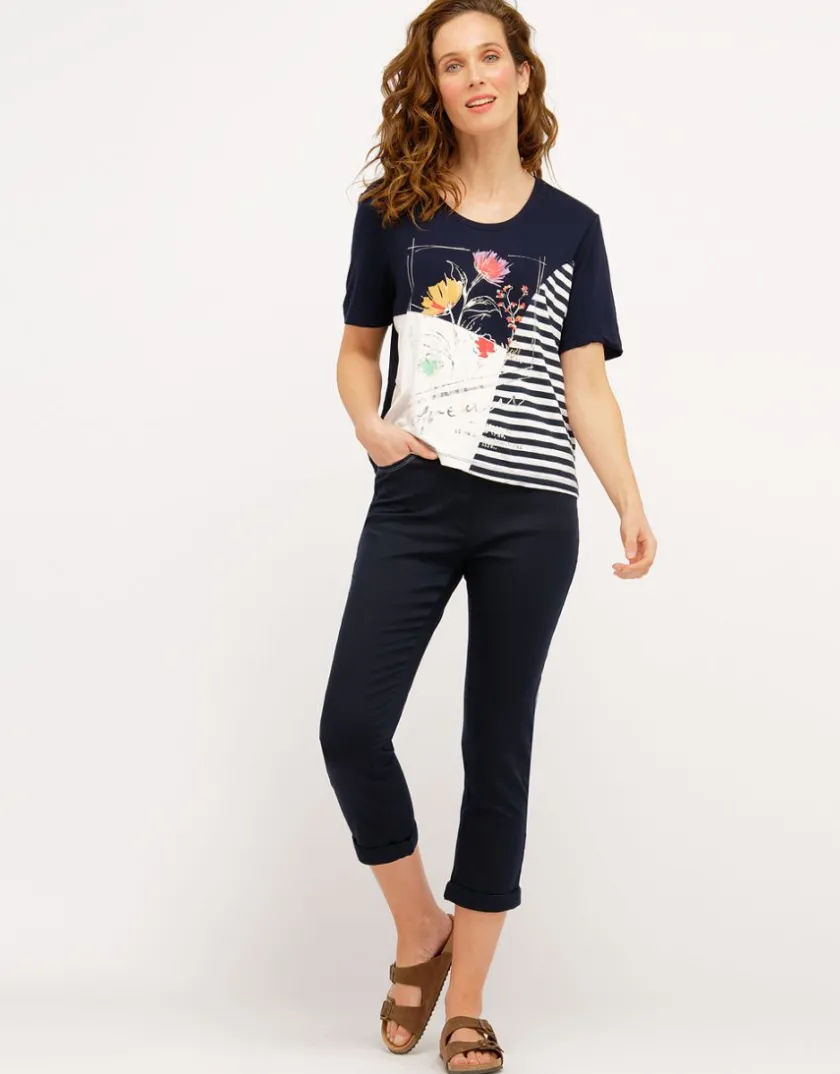 Outlet Pantacourt marine chic Pantacourts|Pantalons