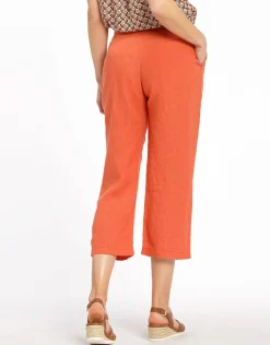 Sale Pantacourt orange en lin Pantacourts