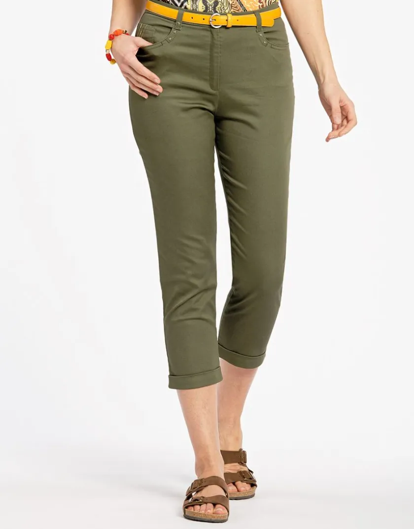 Sale Pantacourt stretch kaki Pantacourts|Pantalons