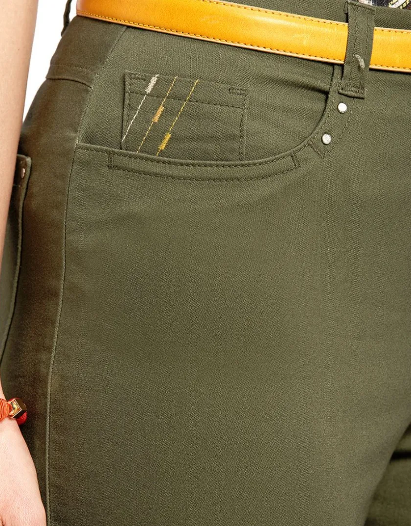Sale Pantacourt stretch kaki Pantacourts|Pantalons