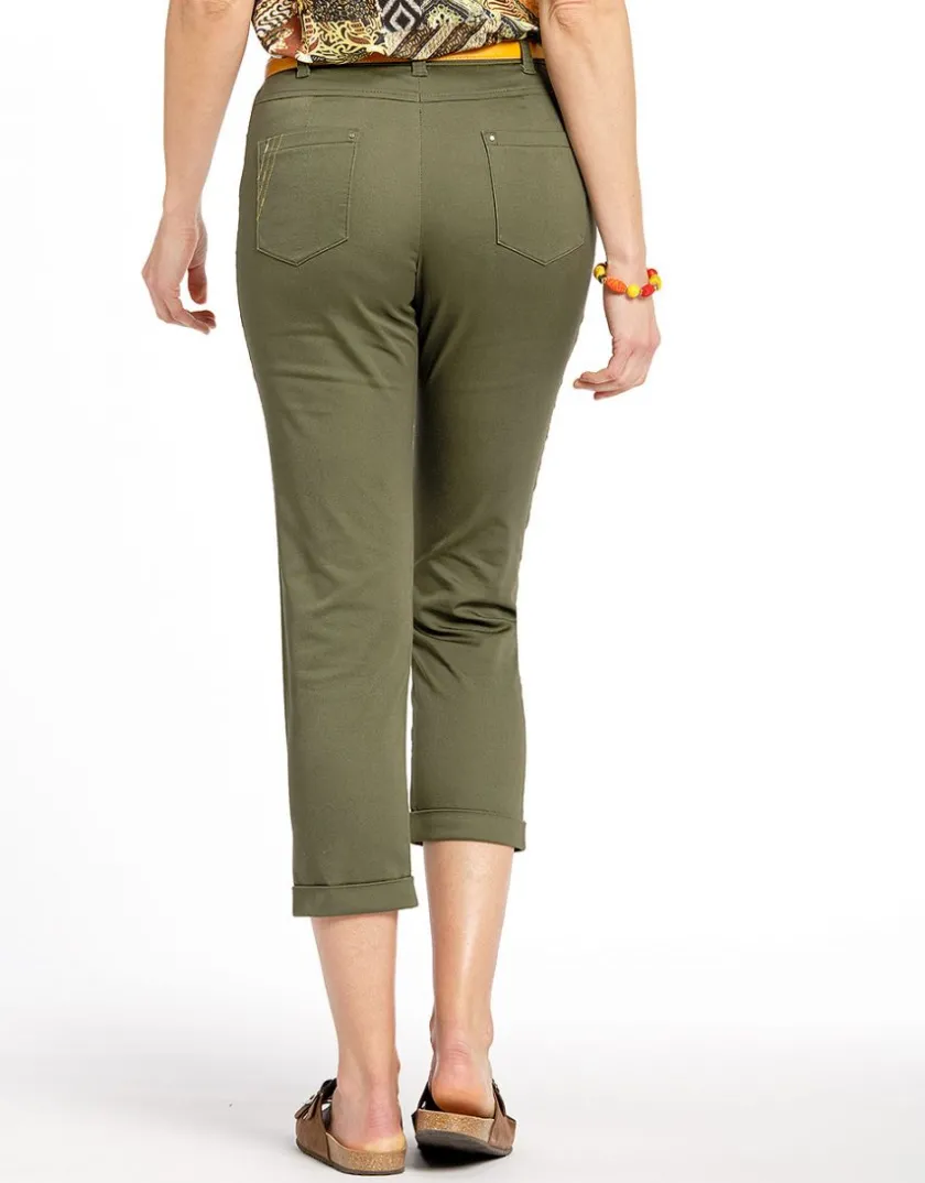 Sale Pantacourt stretch kaki Pantacourts|Pantalons