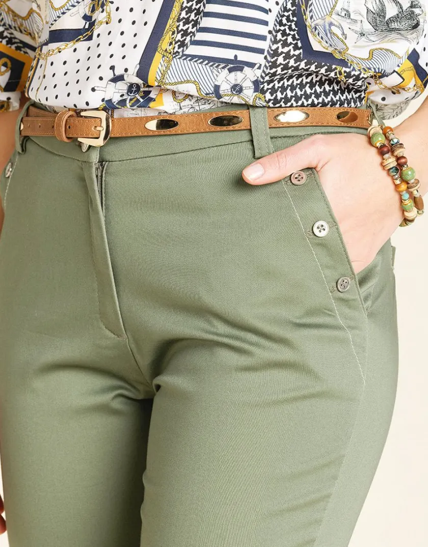 New Pantacourt stretch kaki Pantacourts|Pantalons