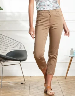 Outlet Pantacourt stretch marron Pantacourts
