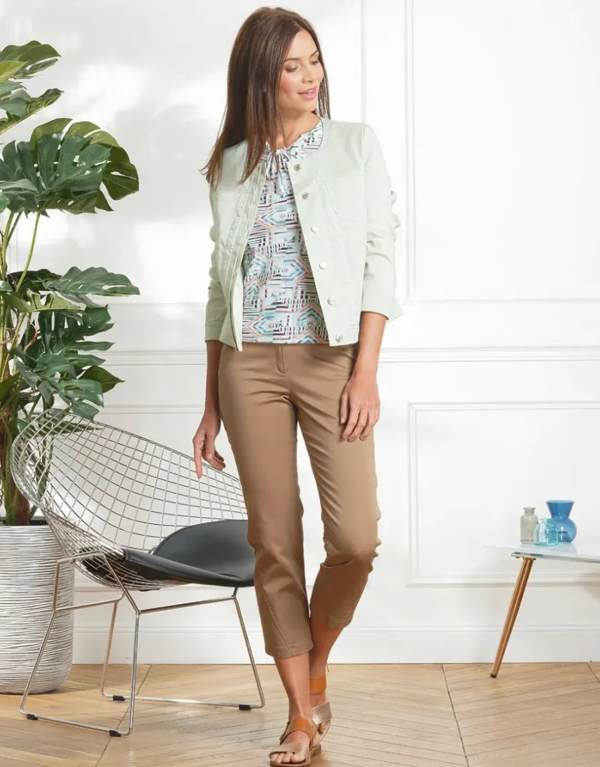 Outlet Pantacourt stretch marron Pantacourts