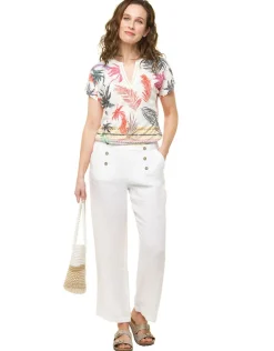 Sale Pantalon 100% lin blanc Larges|Pantalons