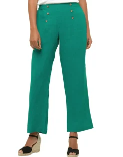 Sale Pantalon 100% lin vert Larges|Pantalons