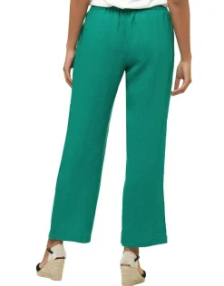 Sale Pantalon 100% lin vert Larges|Pantalons