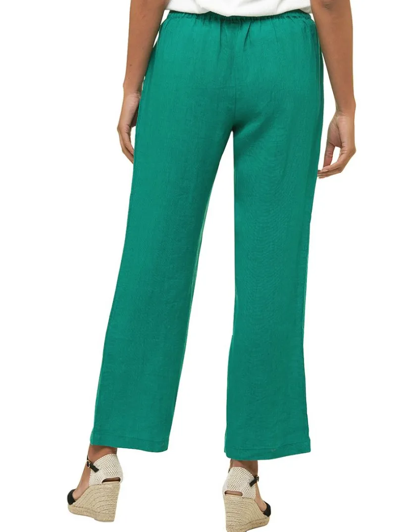 Sale Pantalon 100% lin vert Larges|Pantalons