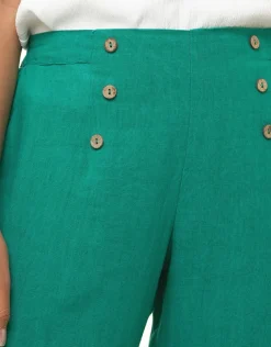 Sale Pantalon 100% lin vert Larges|Pantalons