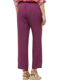 Fashion Pantalon 100% lin violet Larges|Pantalons