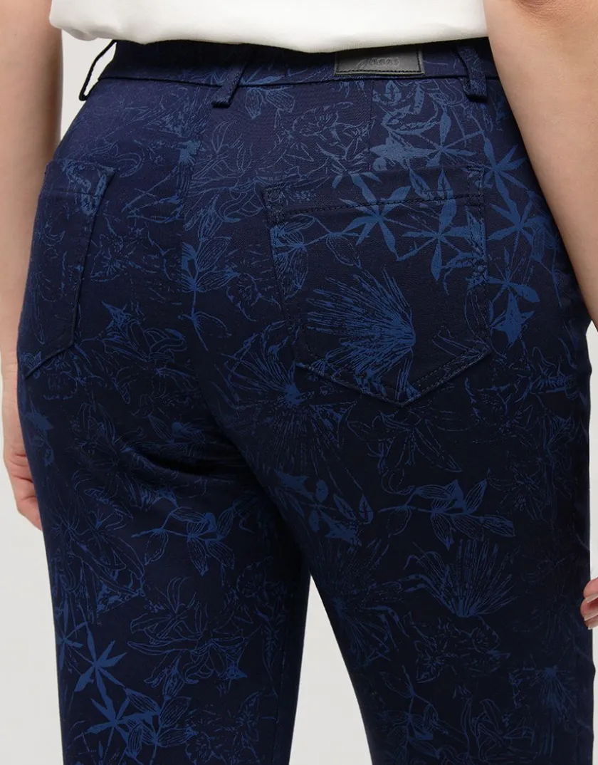 Fashion Pantalon bleu motifs 7/8e Slims|Pantalons