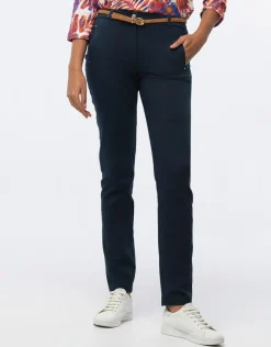 Sale Pantalon coton marine Ajustés|Pantalons