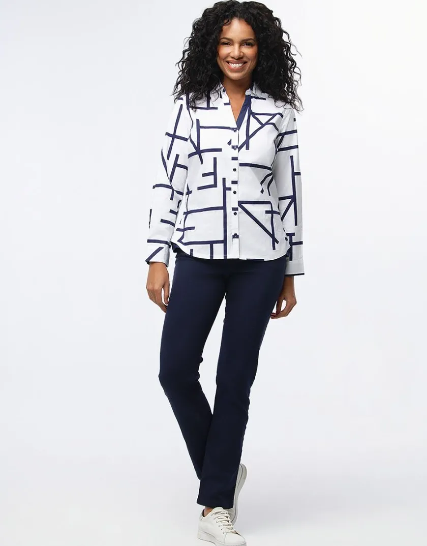 Online Pantalon coton marine Ajustés|Pantalons