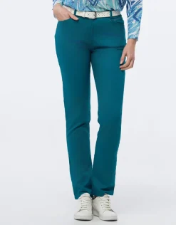 New Pantalon coton émeraude Ajustés|Pantalons