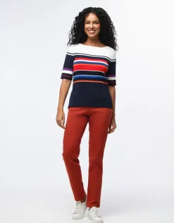 Fashion Pantalon coton terracotta Ajustés|Pantalons