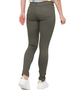 Clearance Pantalon coton vert kaki Slims|Pantalons