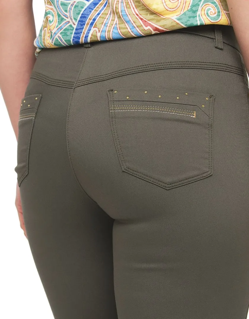 Clearance Pantalon coton vert kaki Slims|Pantalons