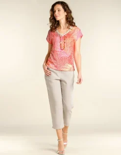 Discount Pantalon droit 7/8e beige Droits|Pantalons