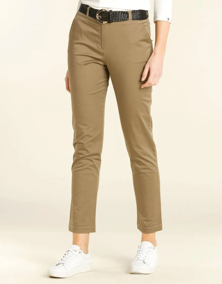 Online Pantalon 7/8e beige taupe Ajustés|Pantalons