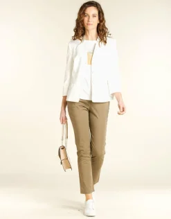 Online Pantalon 7/8e beige taupe Ajustés|Pantalons