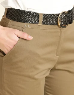 Online Pantalon 7/8e beige taupe Ajustés|Pantalons