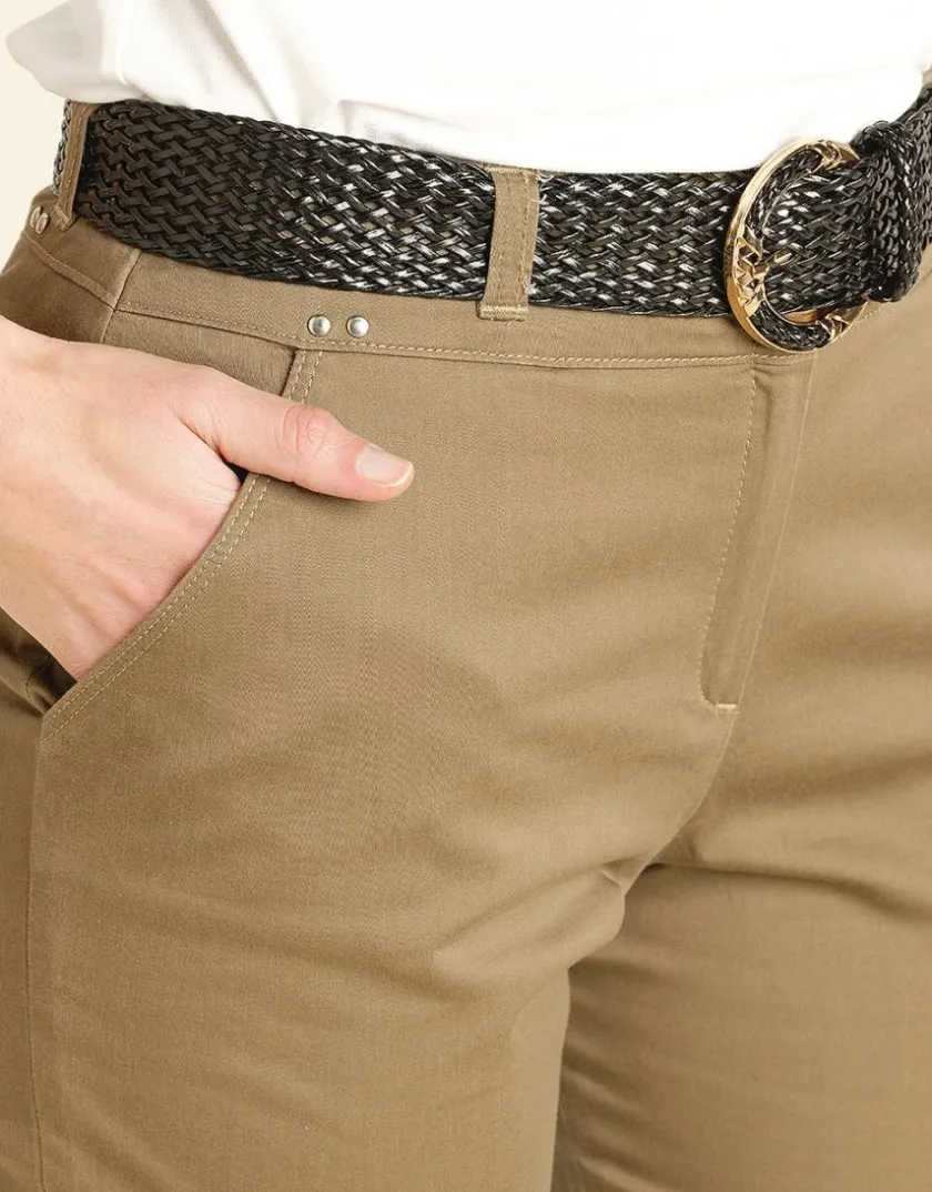 Online Pantalon 7/8e beige taupe Ajustés|Pantalons
