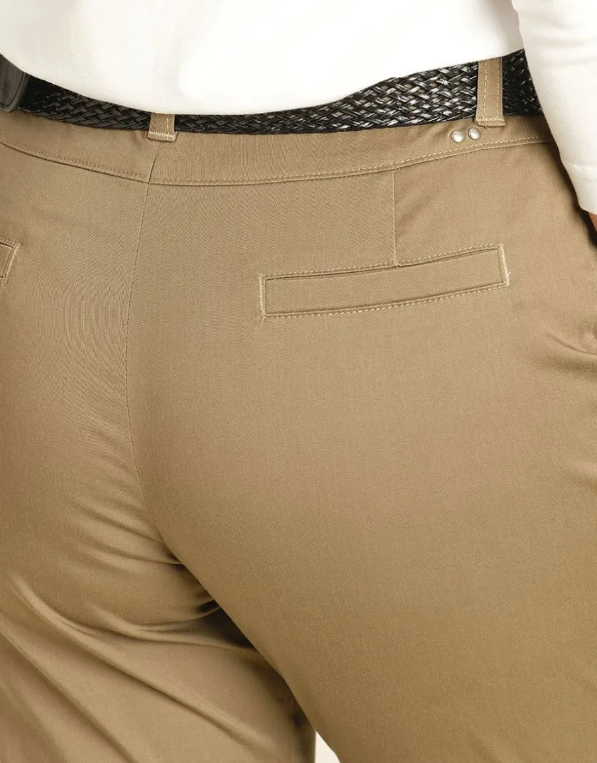 Online Pantalon 7/8e beige taupe Ajustés|Pantalons
