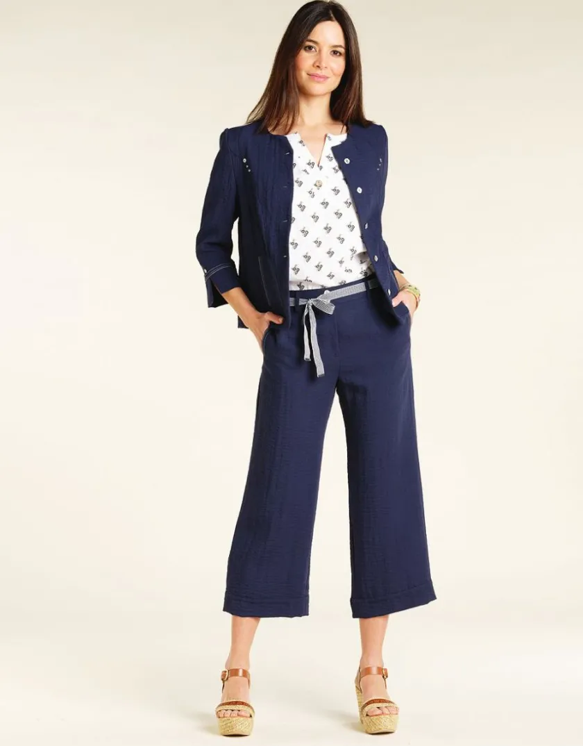 Hot Pantalon 7/8e bleu marine Larges|Pantalons